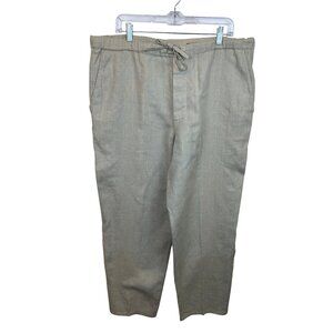Martin Gordon Khaki Linen Pants Men's Size M Drawstring Relaxed Casual